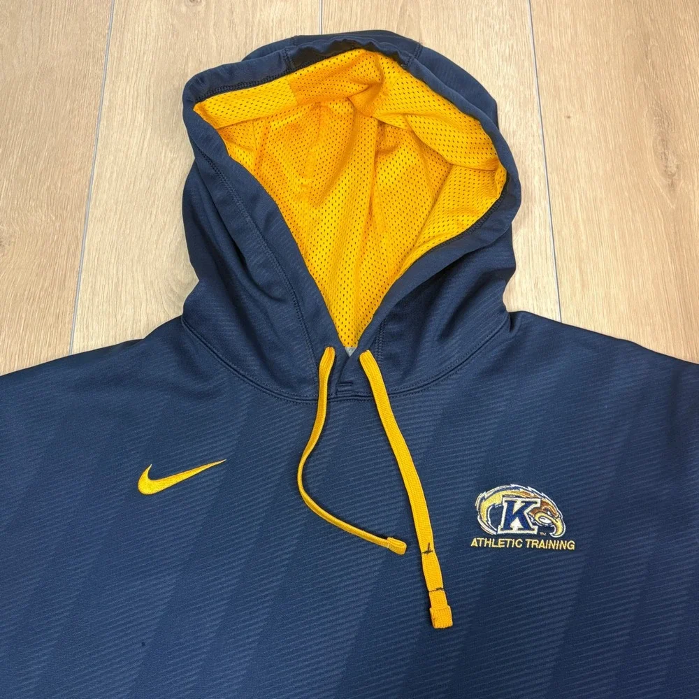 Nike Kent State Athletic Training Hoodie XL Navy Blue Gold Therma-FIT Pullover